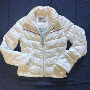 Abercrombie Girls, Puffer Jacket Down Feathers White Embroidered Logo Size L